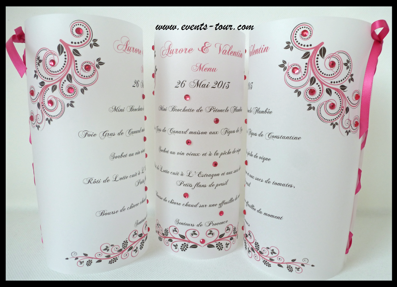 menu photophore baroque arabesque fleur
