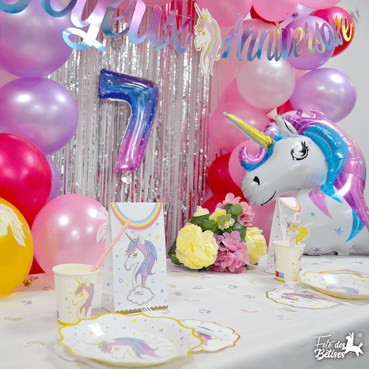 001gb25 decoration gobelet carton multicolore fete anniversaire enfant licorne