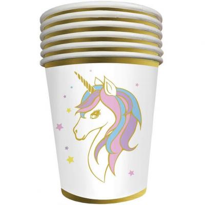 001gb25 gobelet carton multicolore fete anniversaire enfant licorne