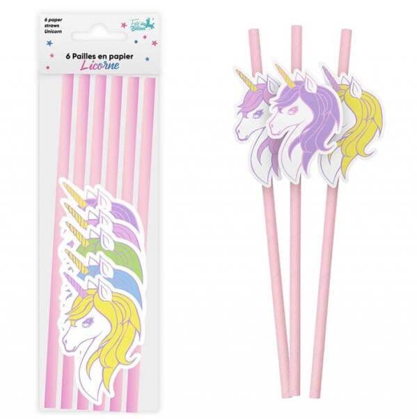 001pap paille en papier carton anniversaire enfant licorne