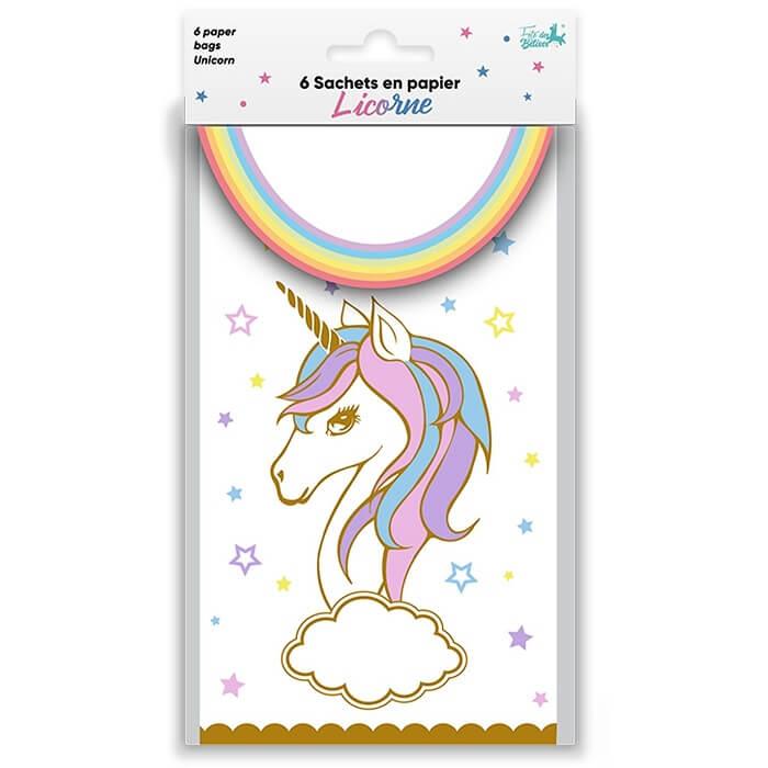 5 sachets de bonbons personnalisés - Anniversaire licorne pour enfant