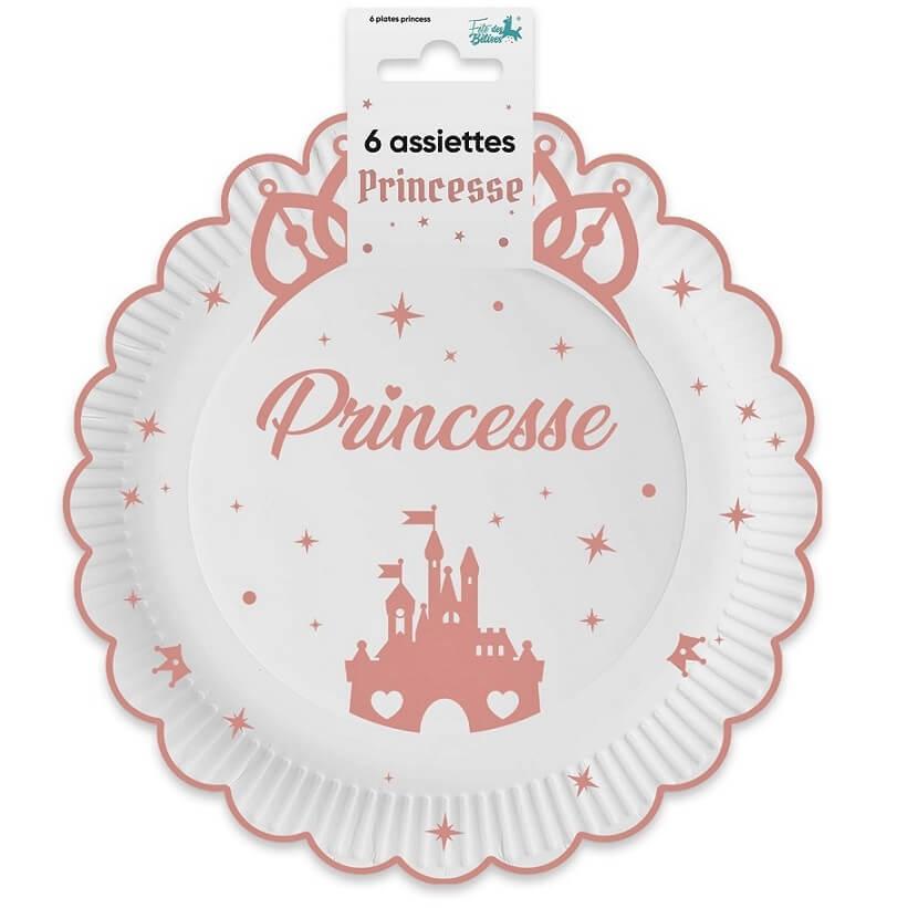 Assiette Anniversaire Fille blanc/rose en carton x6