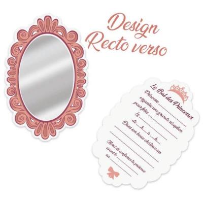 002cinv carte invitation anniversaire miroir princesse blanc rose gold