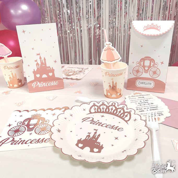 Assiette Anniversaire Fille blanc/rose en carton x6