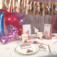 002sp serviette de table papier princesse blanche et rose gold pour fete anniversaire