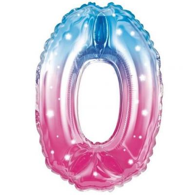 003balmc0 ballon fete anniversaire chiffre 0 bleu et rose 36cm