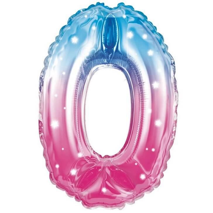 003balmc0 ballon fete anniversaire chiffre 0 bleu et rose 36cm