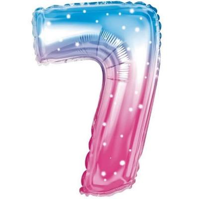 003balmc7 ballon fete anniversaire chiffre 7 bleu et rose 36cm