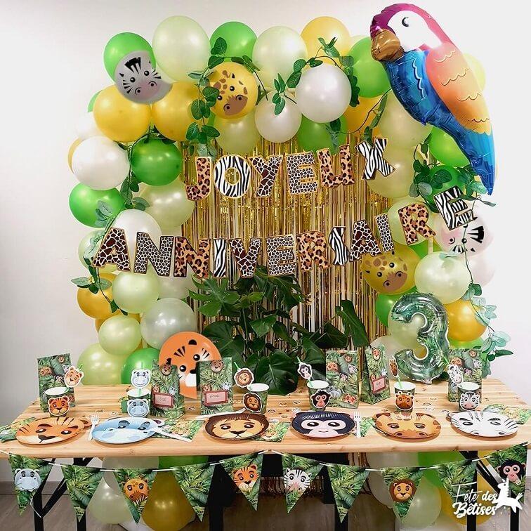 Ballon Anniversaire, Animaux de la Jungle, en Aluminium - Aux Feux