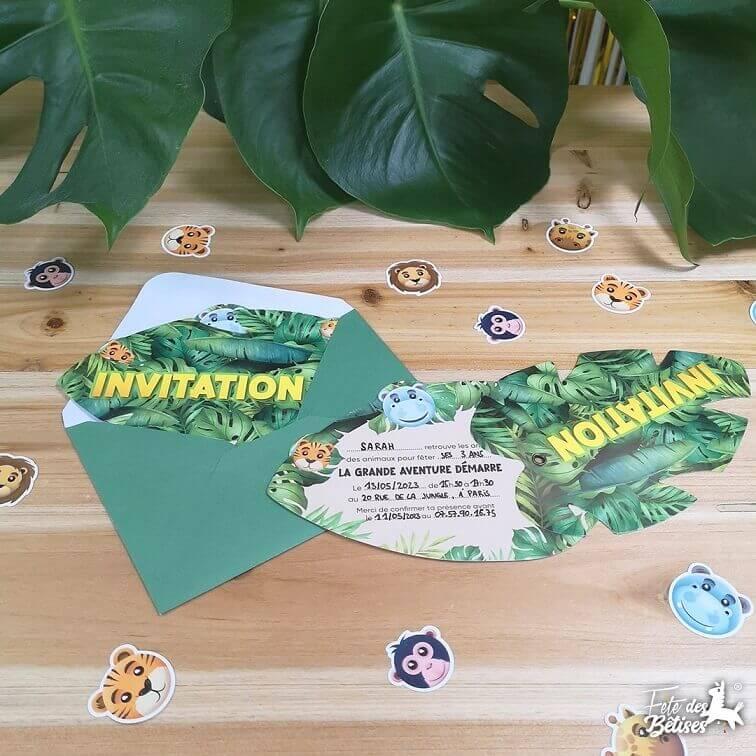 Carte d'invitation anniversaire Animaux & Jungle REF/004CINV