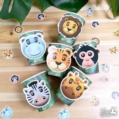 004gb25 decoration gobelet carton fete aniversaire animaux