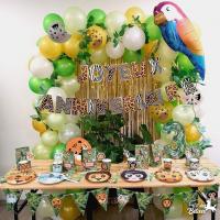 004gf decoration guirlande fanion anniversaire jungle animaux