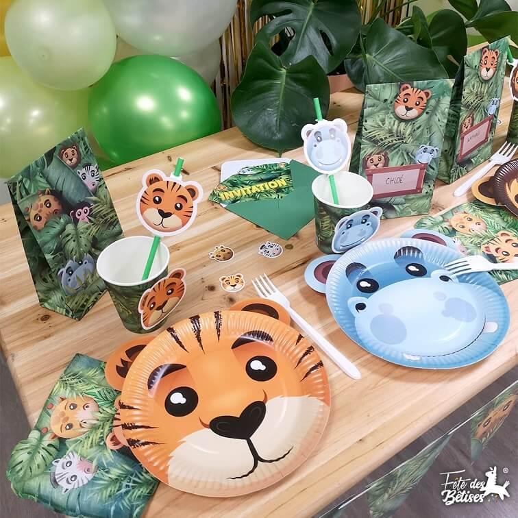 20 serviettes safari : décoration de table anniversaire enfant animaux
