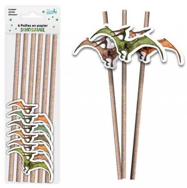 005pap paille en papier carton anniversaire enfant dinosaure
