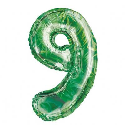 006balmc decoration ballon vert jungle transparent anniversaire chiffre 9