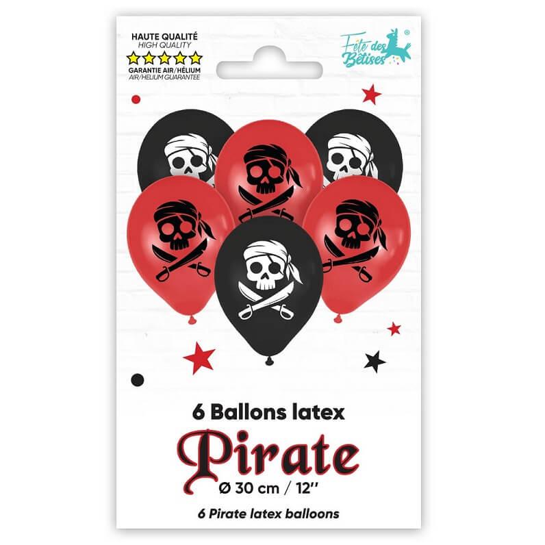 007bal ballon latex rouge noir fete anniversaire theme pirate