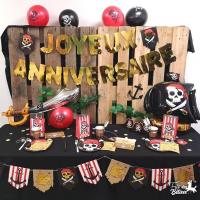 007bal decoration ballon latex rouge noir fete anniversaire theme pirate