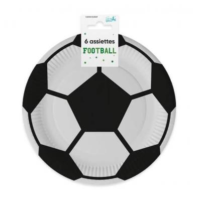 008a20 assiette ronde carton ballon de football noire et blanche 20cm