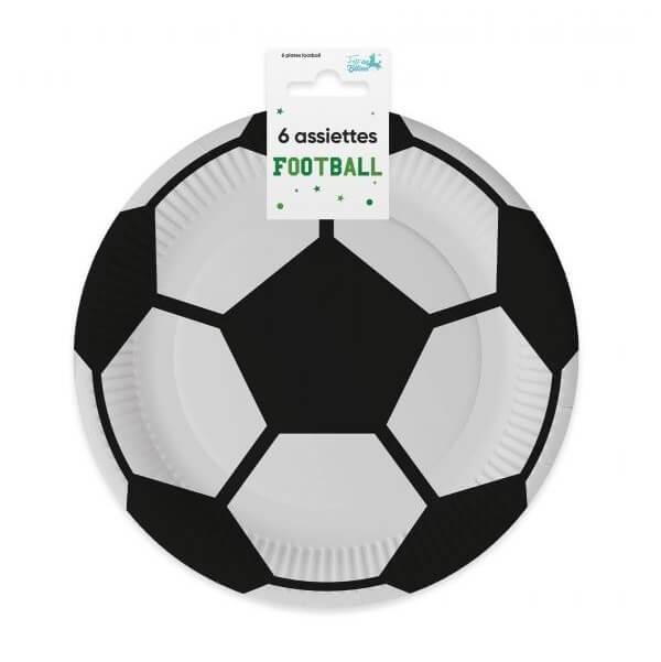 008a20 assiette ronde carton ballon de football noire et blanche 20cm