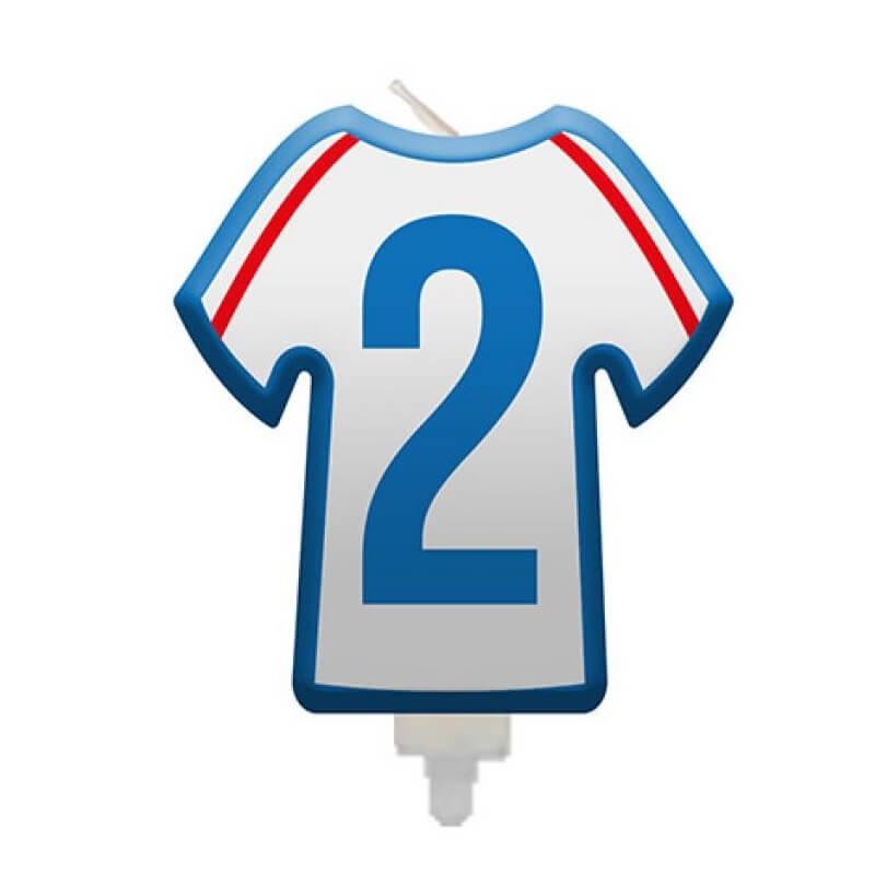008bbc bougie anniversaire maillot de football chiffre 2