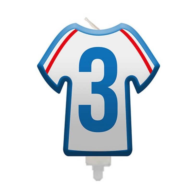008bbc bougie anniversaire maillot de football chiffre 3
