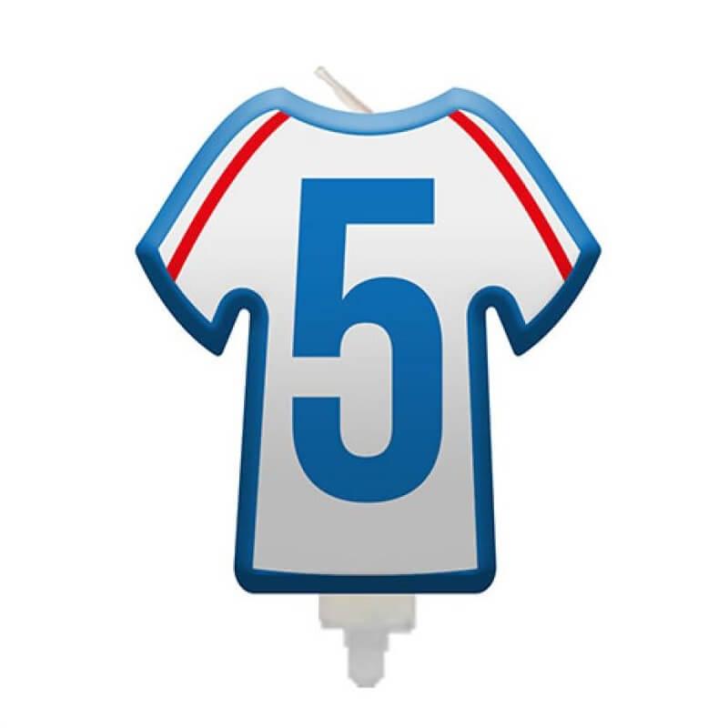 008bbc bougie anniversaire maillot de football chiffre 5