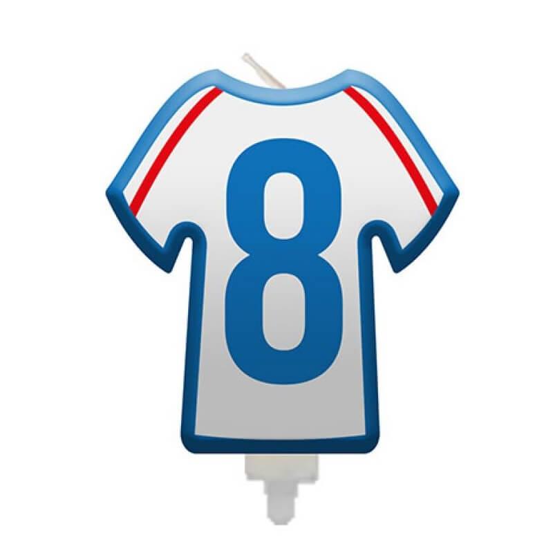 008bbc bougie anniversaire maillot de football chiffre 8