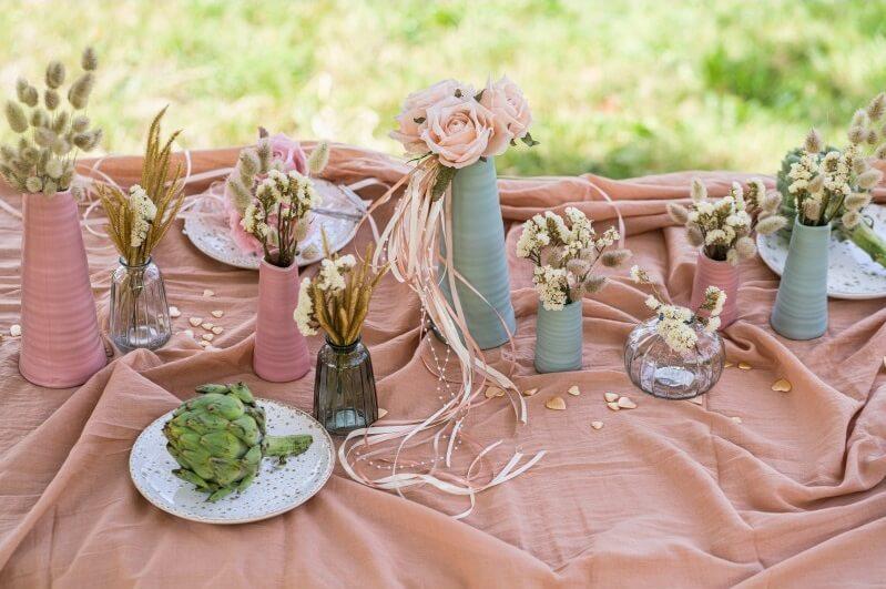 02003 decoration de table mariage a parsemer coeur saumon peche metallique