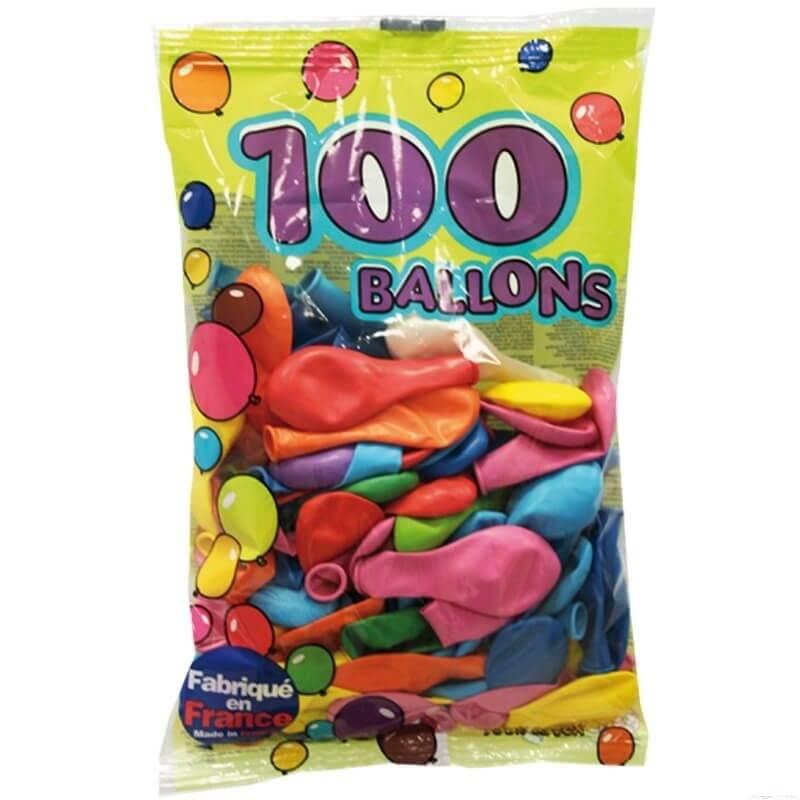 0764 100 ballons opaques latex naturel biodegradable multicolore 15cm frabrication francaise