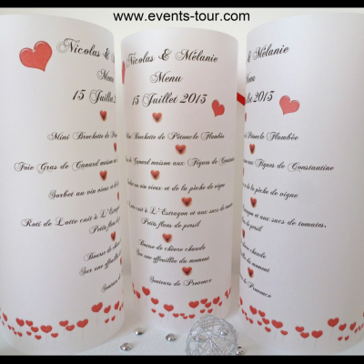 Menu photophore mariage: Red love (x1) REF/10310