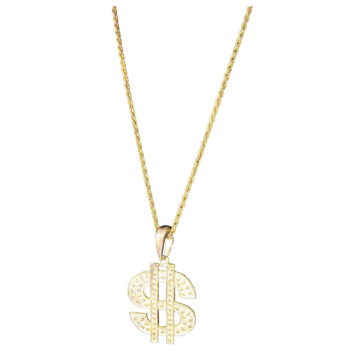 10024 accessoire de degusiement collier dollar de rappeur dore or