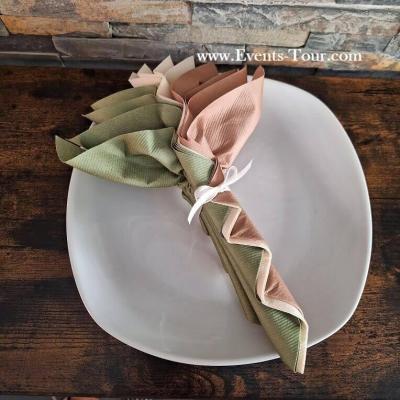 10057 pliage de serviette tissu ailaid vert olive naturel beige palmier