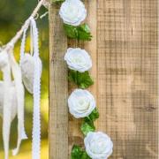1 Grande guirlande de fleurs roses en vert et blanc 220cm pour décoration nature Champêtre REF/10353
