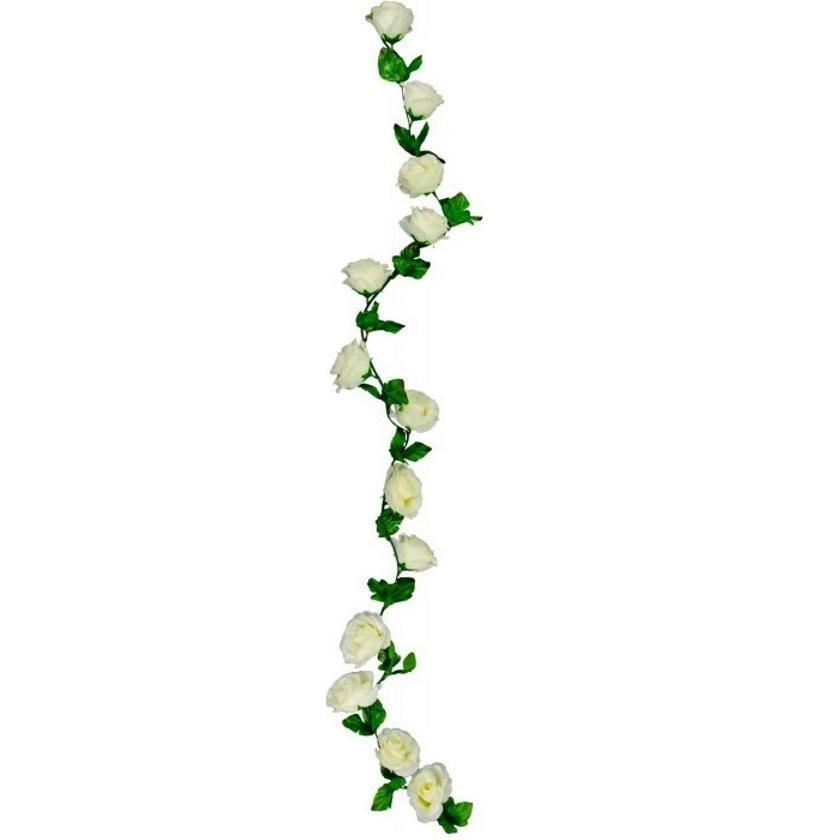 10353 decoration guirlande de rose artificielle blanche verte