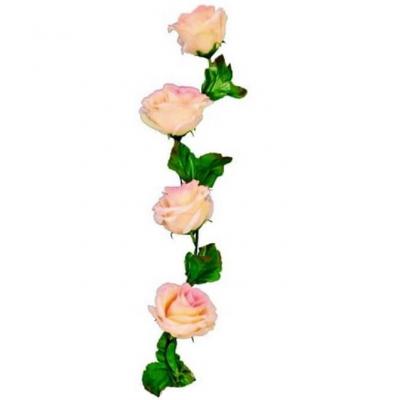 1 Grande guirlande de fleurs roses en vert et rose 220cm pour décoration nature Champêtre REF/10353