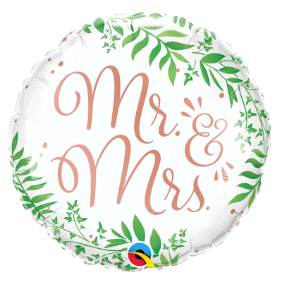 1 Ballon aluminium mariage champêtre élégant Mr & Mrs REF/10402 Qualatex (45cm/18