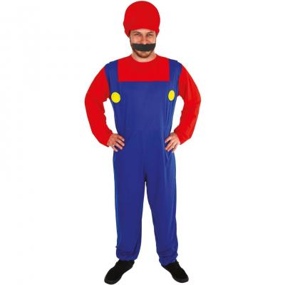 Costume adulte homme plombier en rouge et bleu, taille L-XL (x1) REF/10441