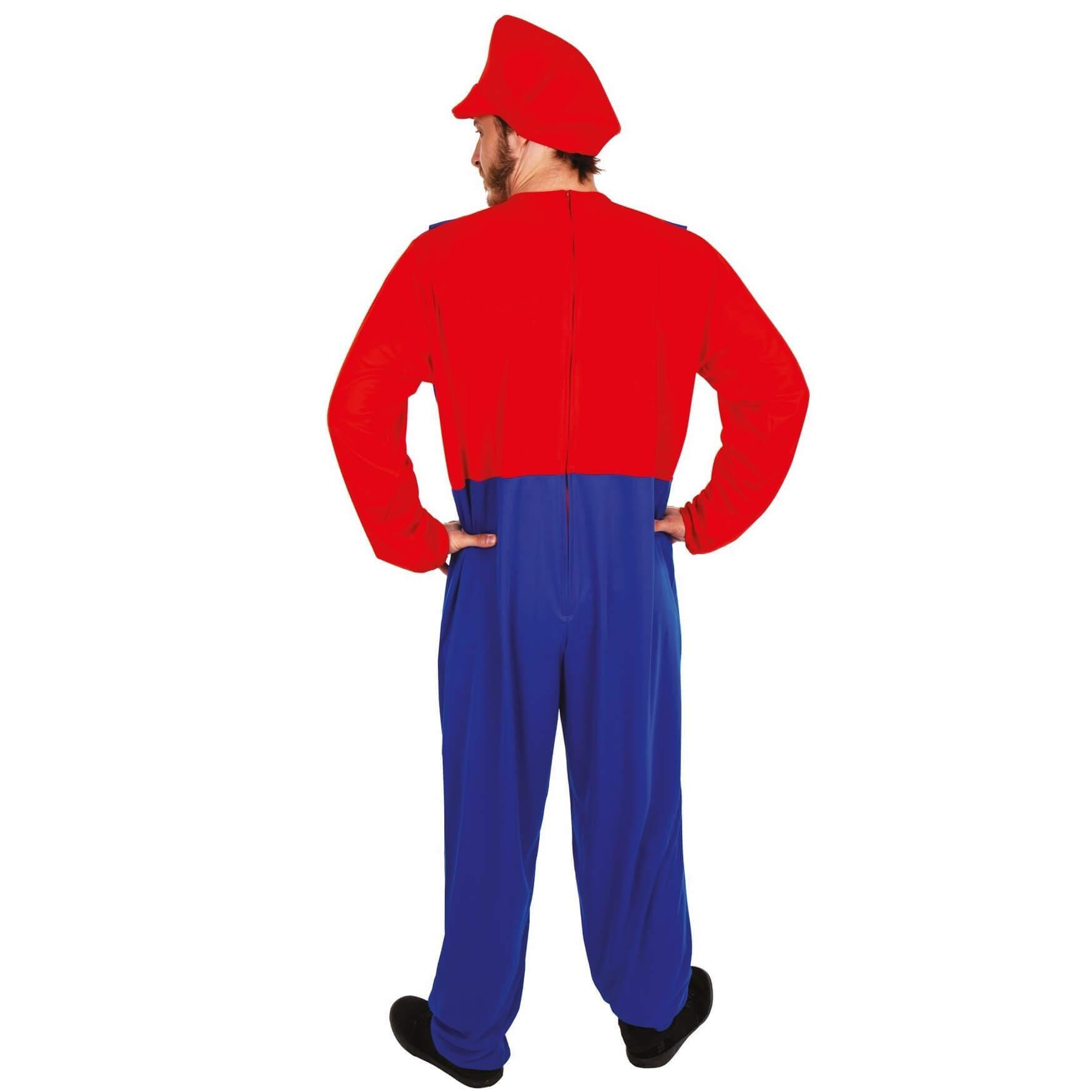 Costume adulte homme plombier en rouge et bleu REF/10440