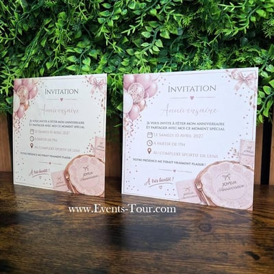 10581 boutique pas de calais faire part carte invitation personnalisable anniversaire rose blush