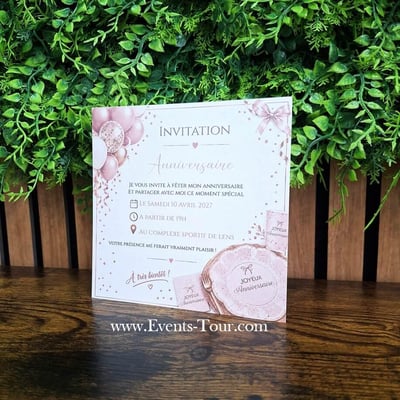 10581 magasin pas de calais faire part carte invitation personnalisable anniversaire rose blush