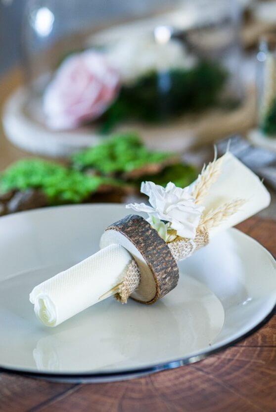 10917 decoration rond de serviette bois nature champetre