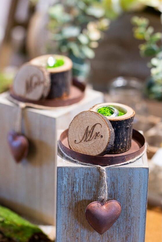 10921 decoration porte alliances mariage boite bois mr et mrs
