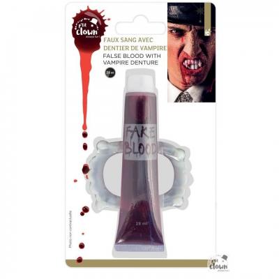 Faux sang en gel Halloween avec dentier de Vampire blanc, 28ml (x1) REF/10965