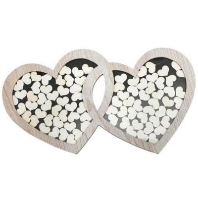 10970 cadre double coeur souhaits en bois sur chevalet