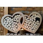 1 Grand cadre double coeur à voeux en bois avec chevalet pour mariage REF/10970