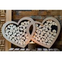 10970 cadre double coeur souhaits en bois sur chevalet