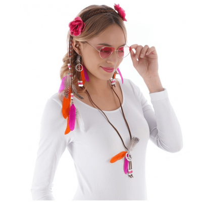 1 Kit de 4 accessoires Hippie pour déguisement de fête adulte REF/11092