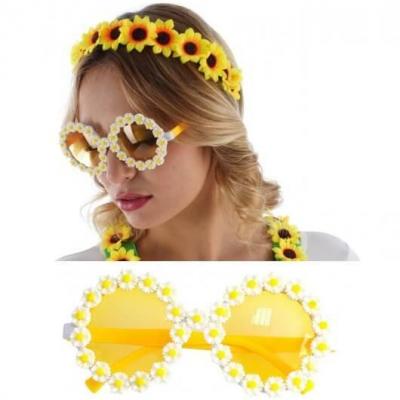 11219 accessoire de deguisement lunettes marguerites hippie
