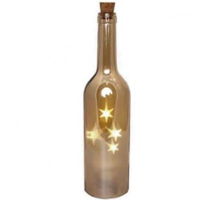 1 Bouteille Beige en verre lumineuse tourbillon étoile pour décoration d'intérieur Noël 30cm REF/11349