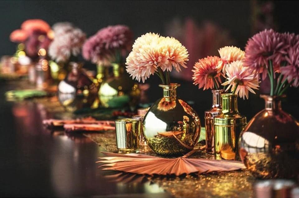 11555 decoration vase carafon rose gold metallique